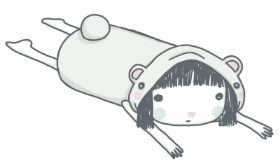 Illustration: Girl in onesie lying on her tummy.