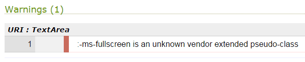 Validator warning message for IE-specific CSS