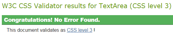 W3C Validator green pass screen