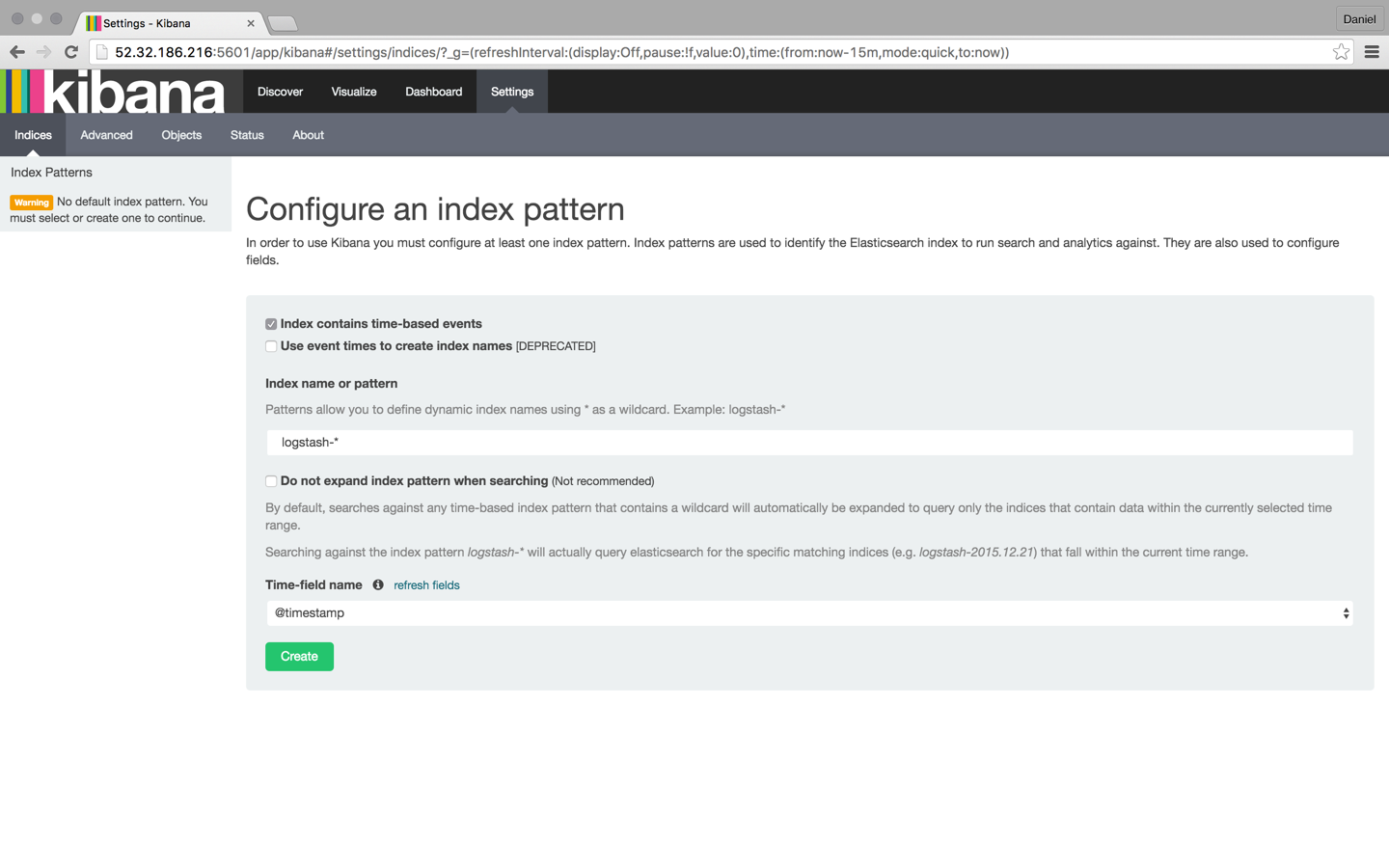 Kibana interface
