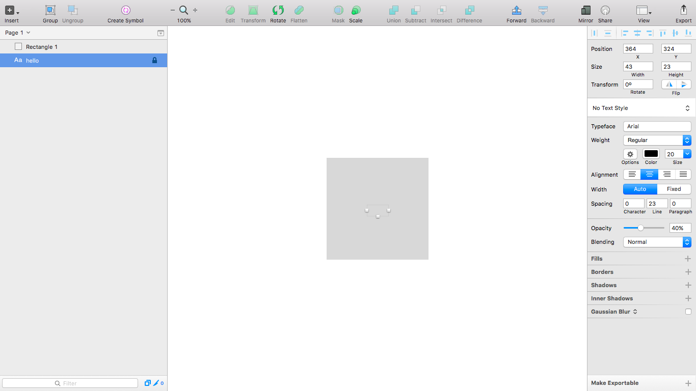 Text layer hidden behind a rectangle layer