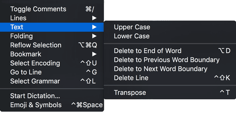 character case conversion options