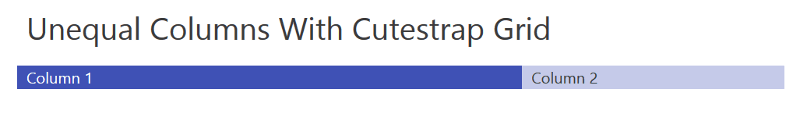 Columns of unequal width using Cutestrap grid viewed on larger screens.