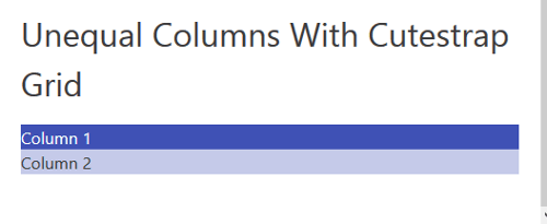 Columns of unequal width using Cutestrap grid viewed on small screens.