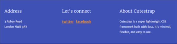 Footer section in Cutestrap demo.