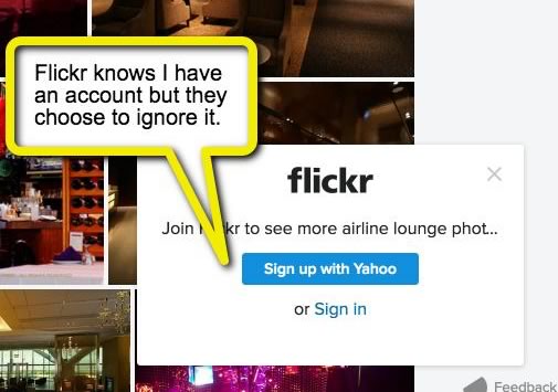 Flickr's login 'reminder'.