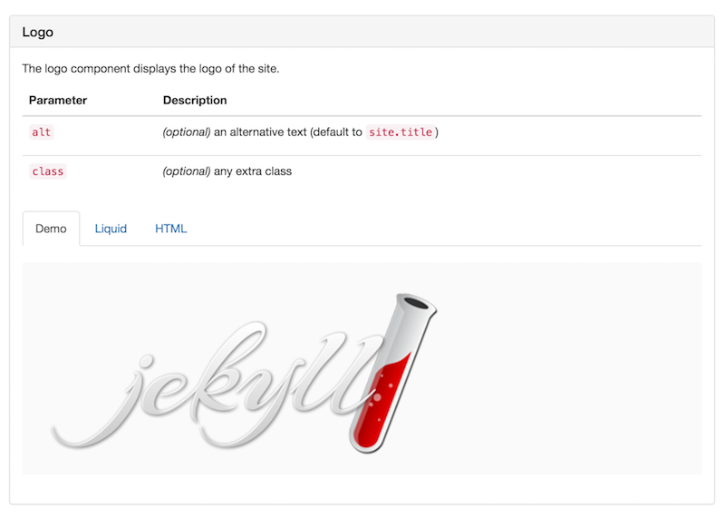 Our Jekyll component's output