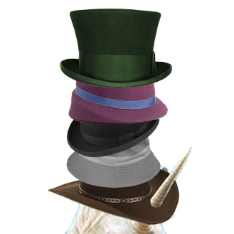 A piled stack of hats