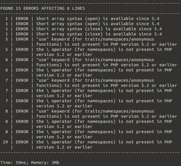 PHPCompat Test run