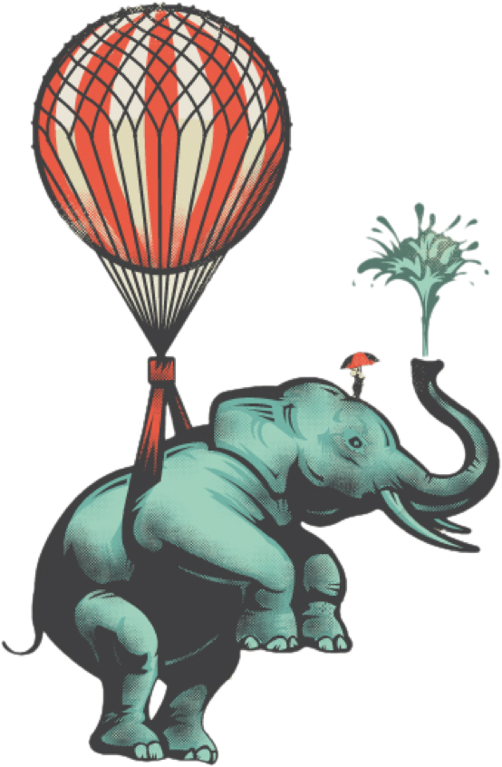 Flying baloon-tied elephpant