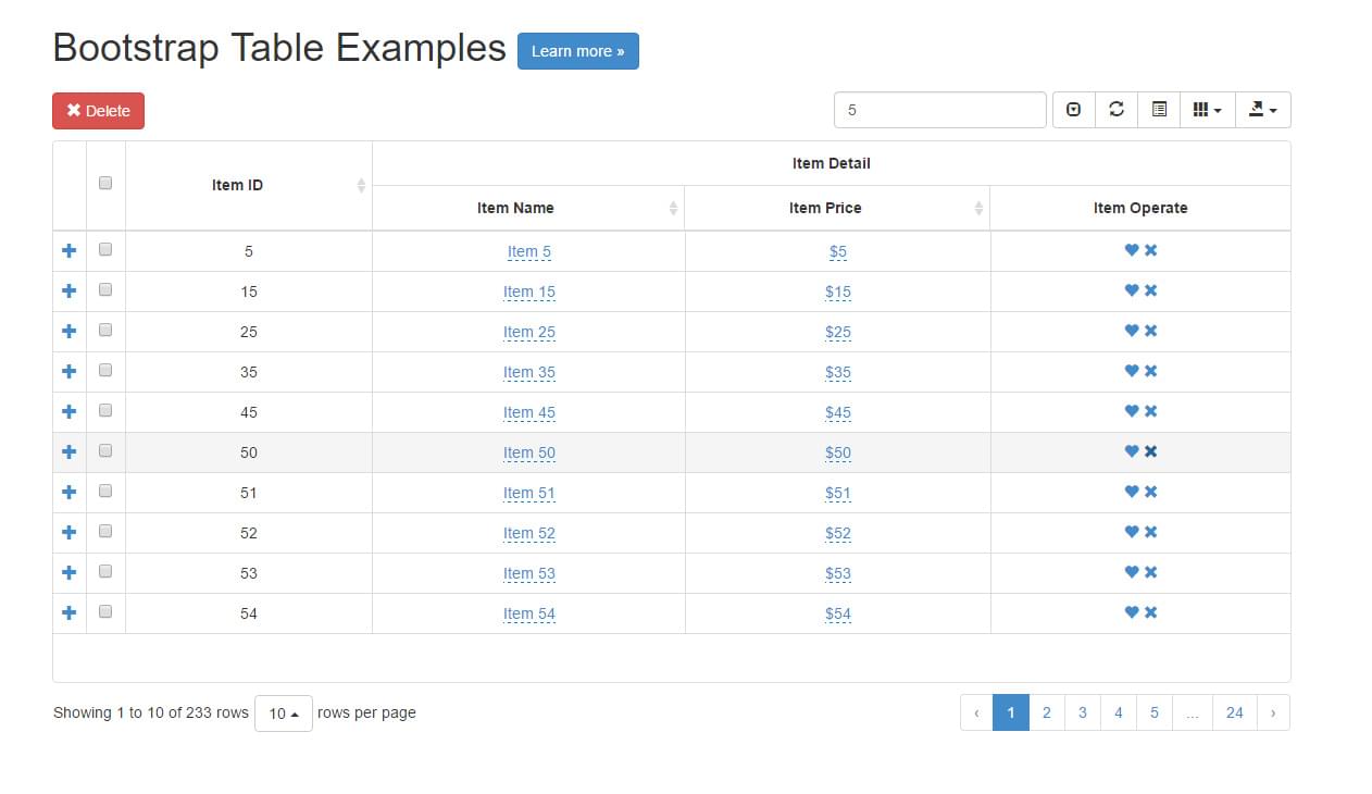 Bootstrap Grid Table