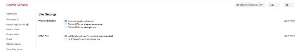 Google Search Console preferred domain