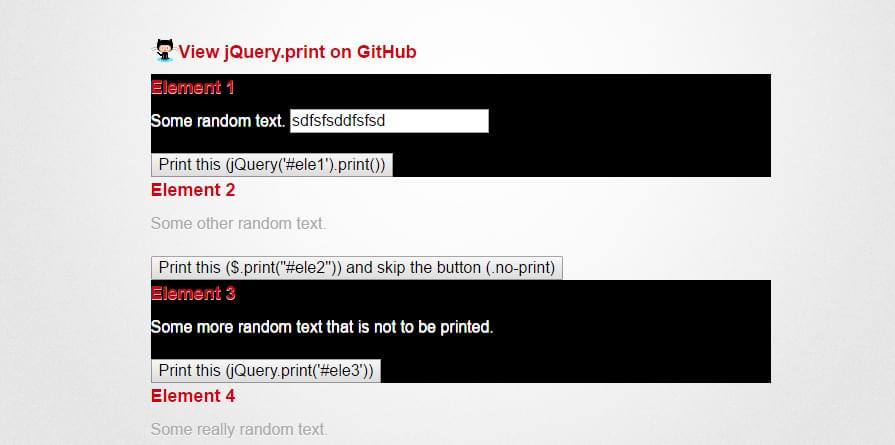 jQuery Print Plugin