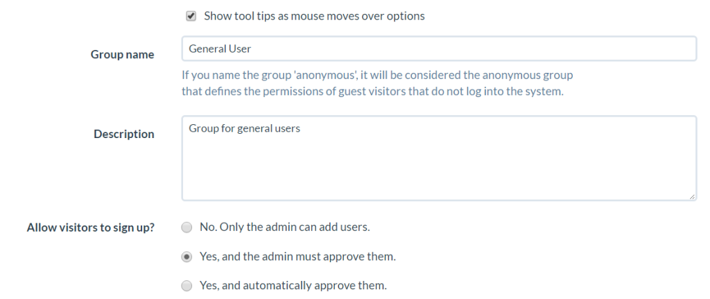 group basic settings