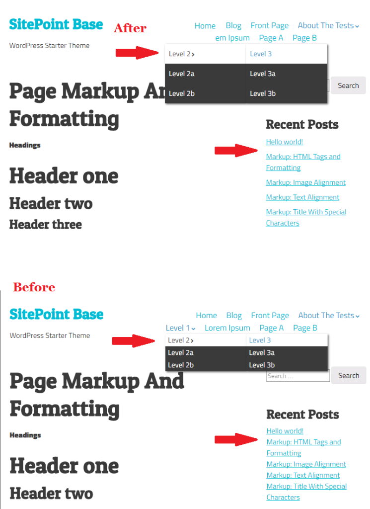 SitePoint base theme smaller changes