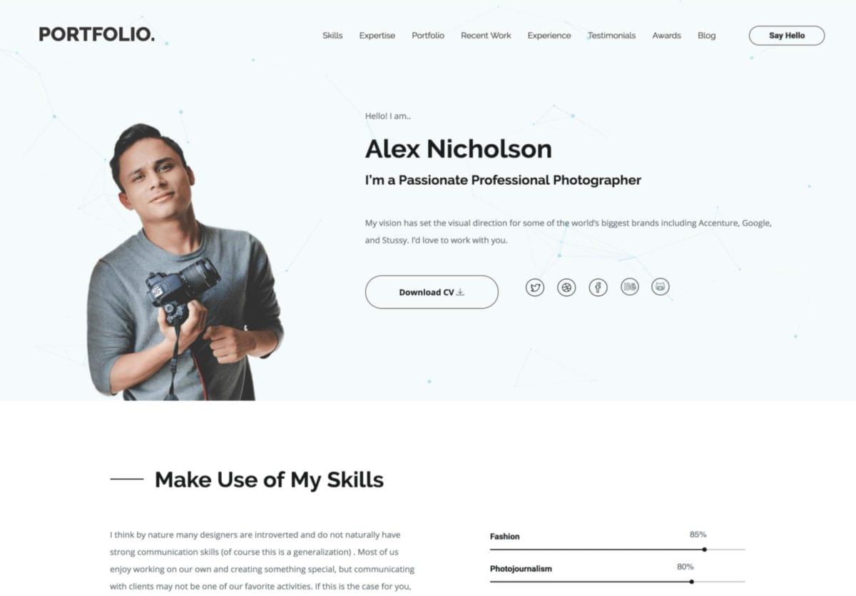 SitePoint WordPress Portfolio Theme screenshot