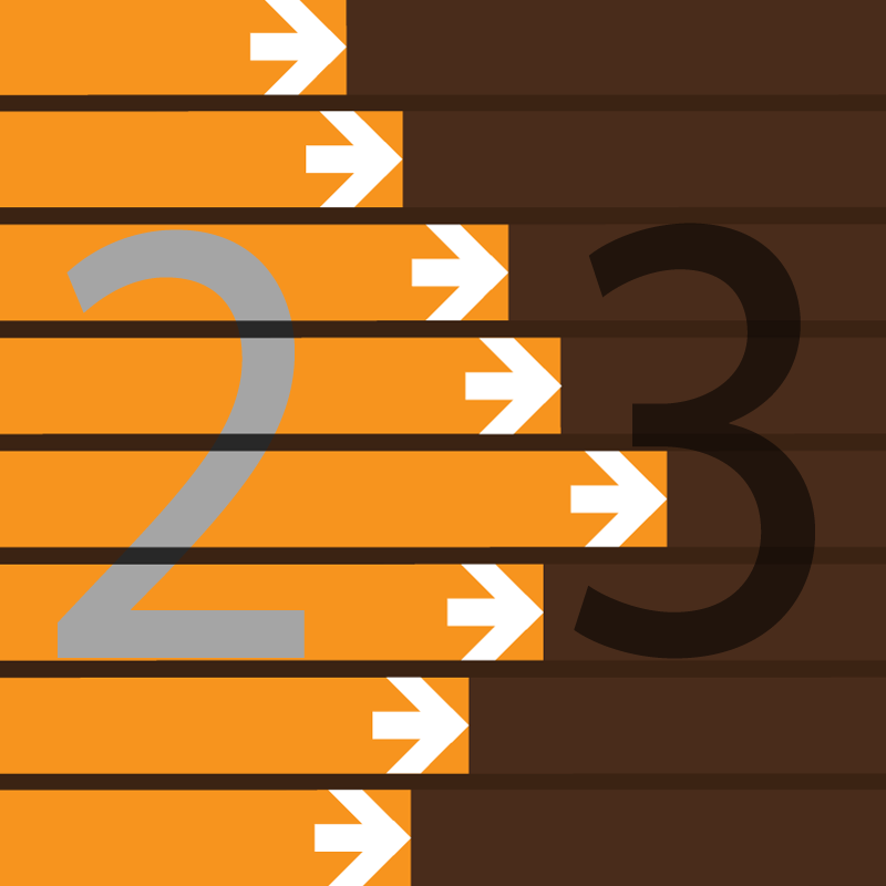 Abstract image of parallel tracks with superimposed numbers 2 and 3, indicating version change