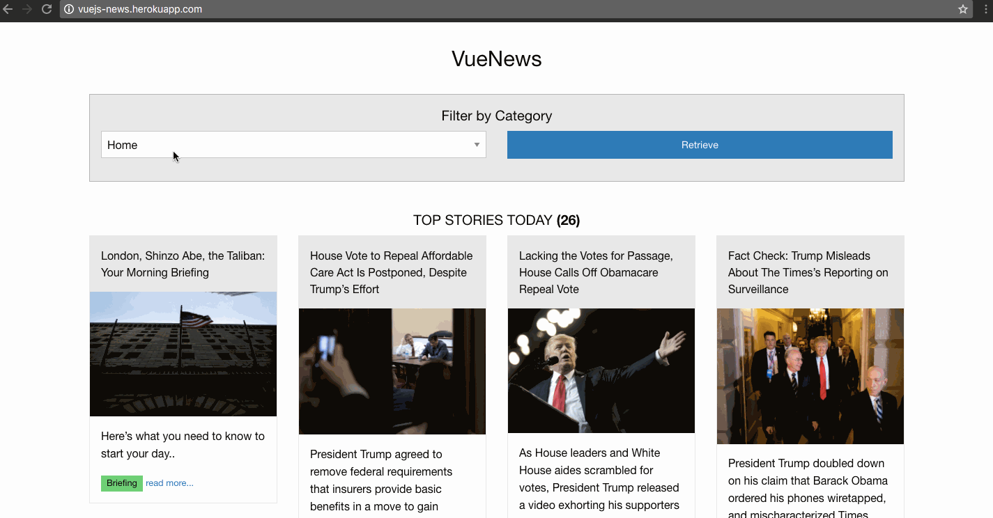 Vue.js news web app