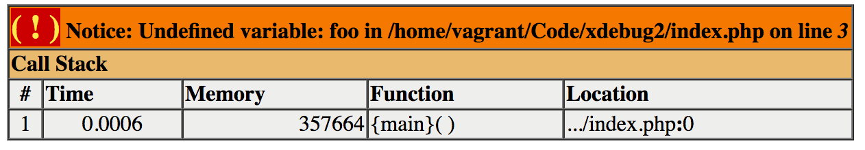 Xdebug styled error