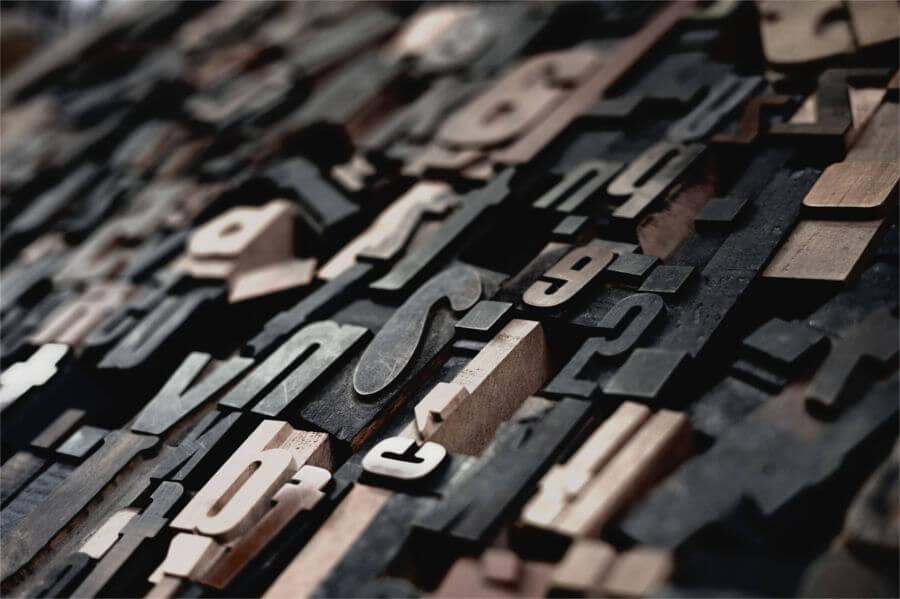 The metal letters of a font