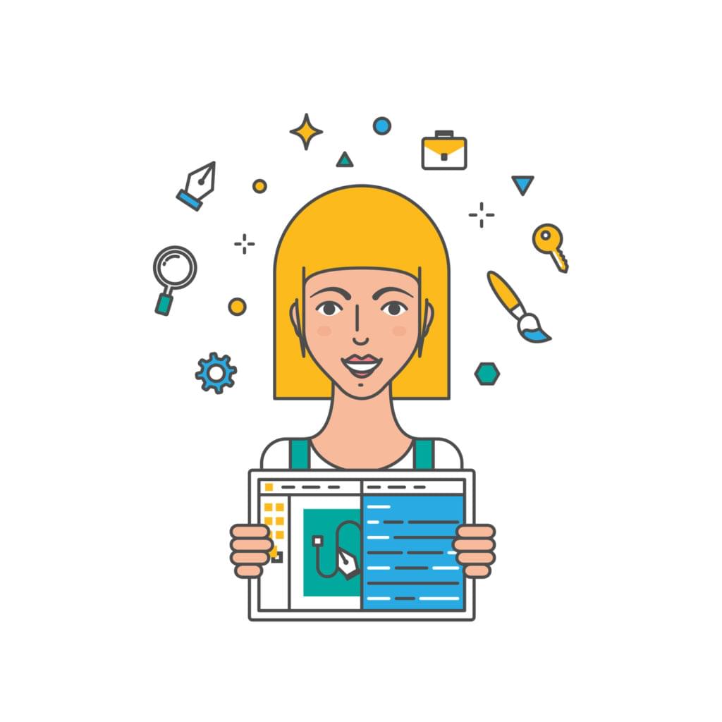 Illustration of a female web designer