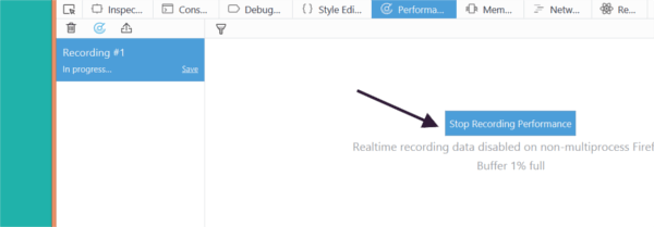 Stop recording browser activity in the Performance panel.