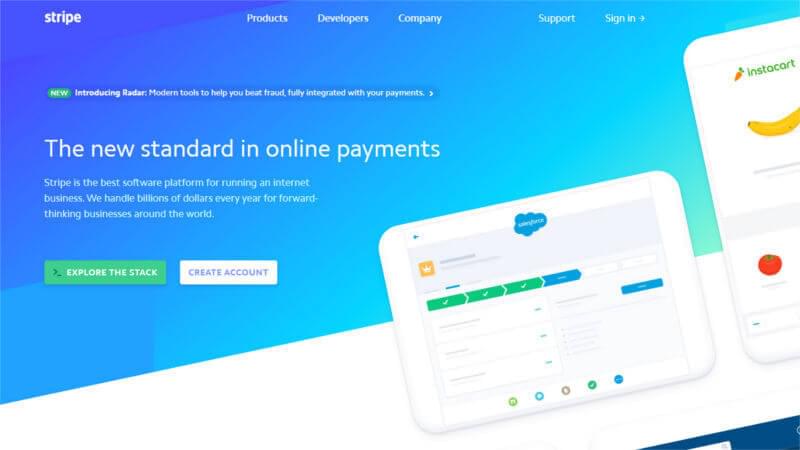 Stripe website banner