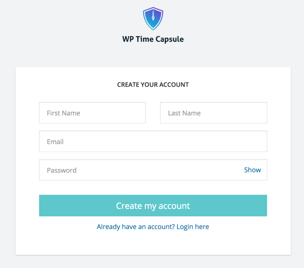 WP Time Capsule - New Account