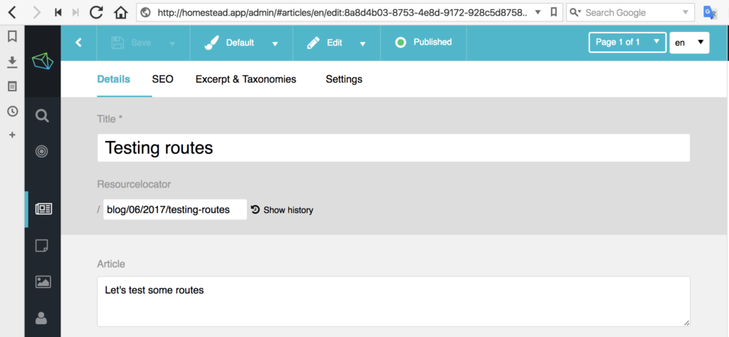 New route format in admin UI