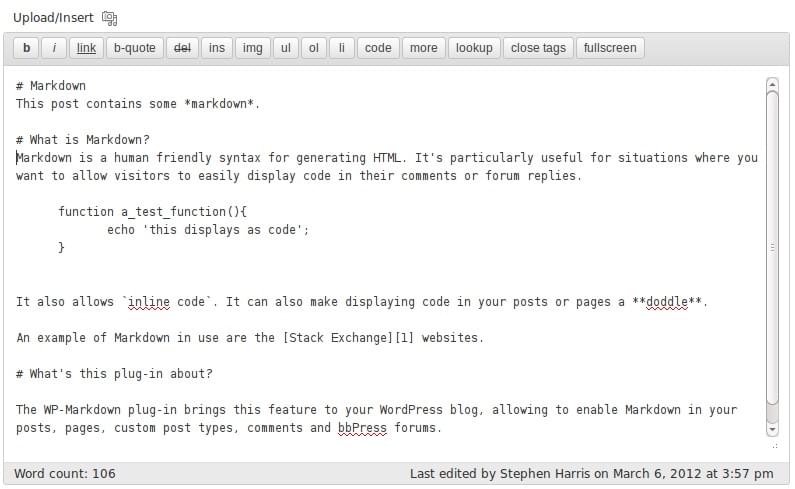 WP-Markdown - Markdown in WordPress