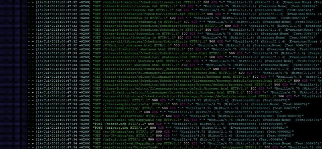 Sample of a log file during a scan using the tool Nikto
