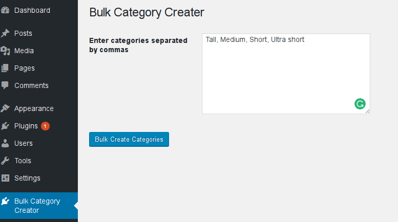 Bulk Create Categories