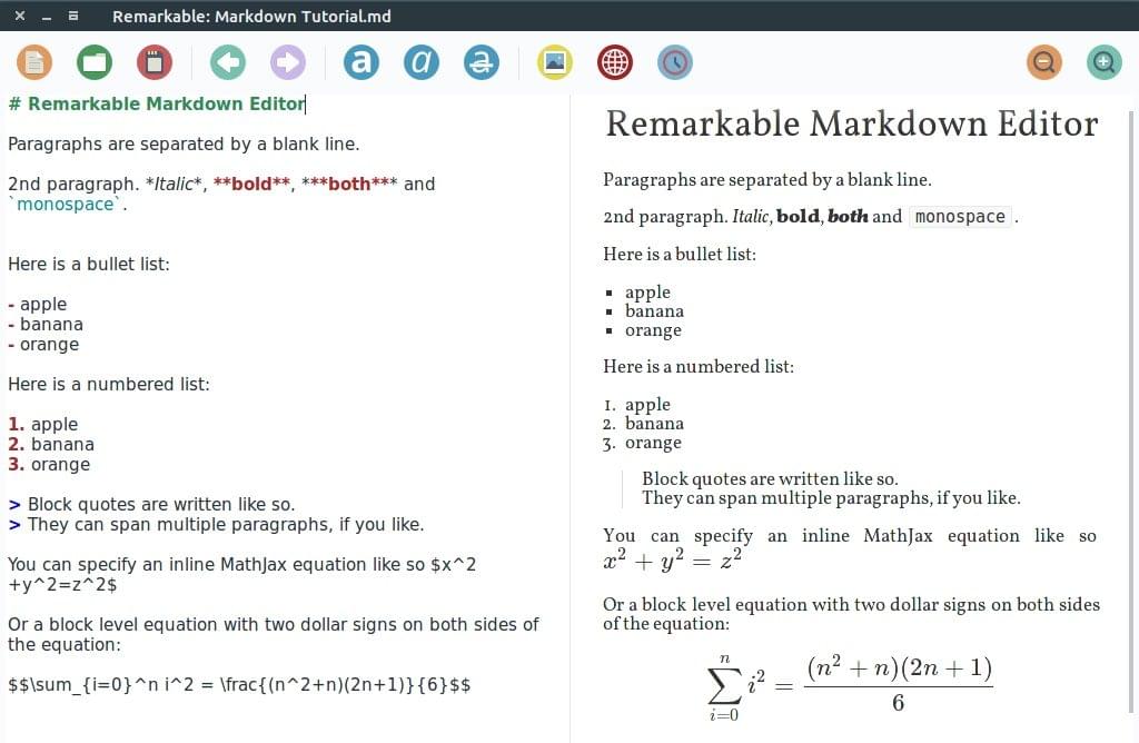 Remarkable Markdown editor screenshot