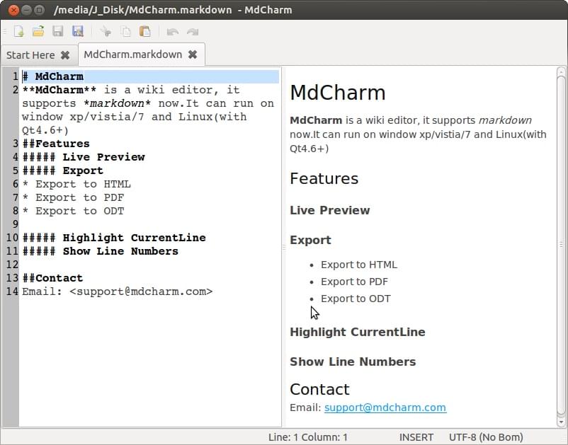 mdcharm Markdown editor screenshot
