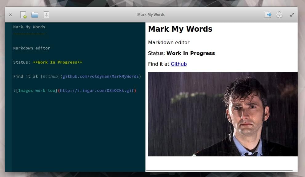 Mark My Words Markdown editor screenshot