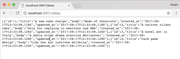 Testing our API endpoint in a browser