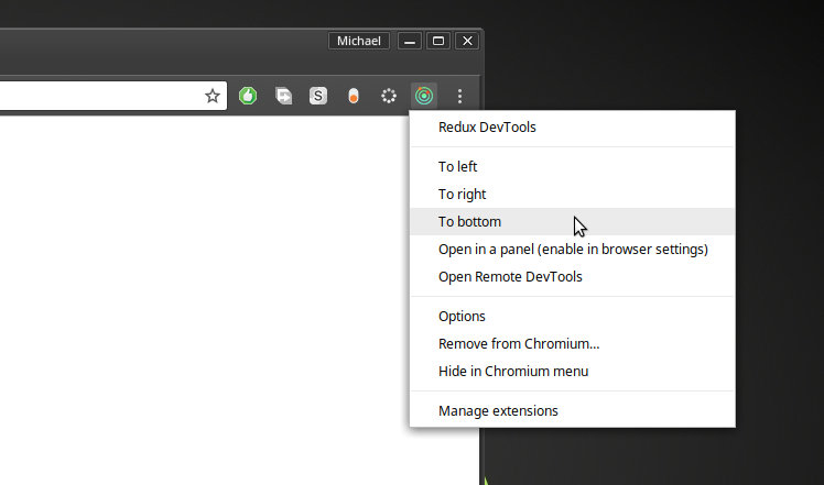 Redux DevTools Menu