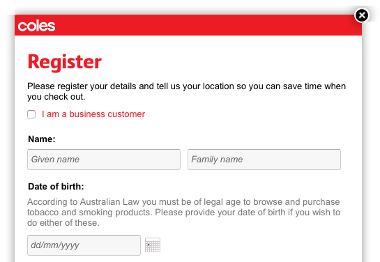 The red header is standard branding for Coles
