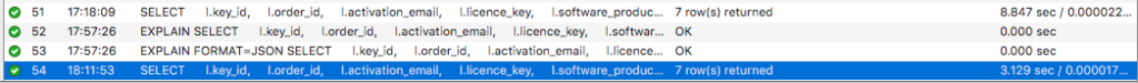 SQL results with index