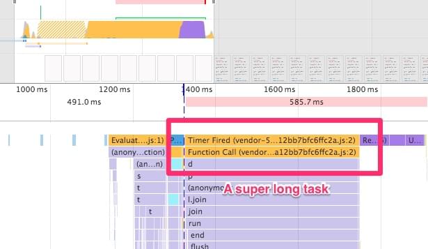 A long-running task in DevTools