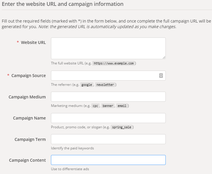 Google campaign URL builder