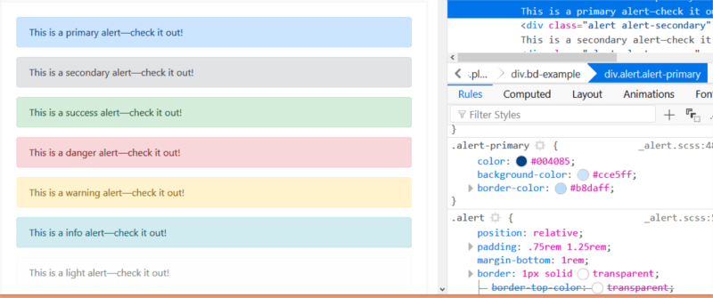 Customizing Bootstrap CSS with the browser web tools.