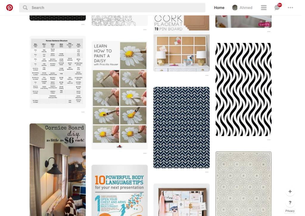 A Pinterest card layout