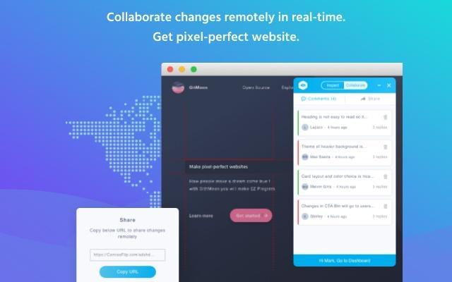 Collaboration among team members for pixel-perfect websites with Visual Inspector