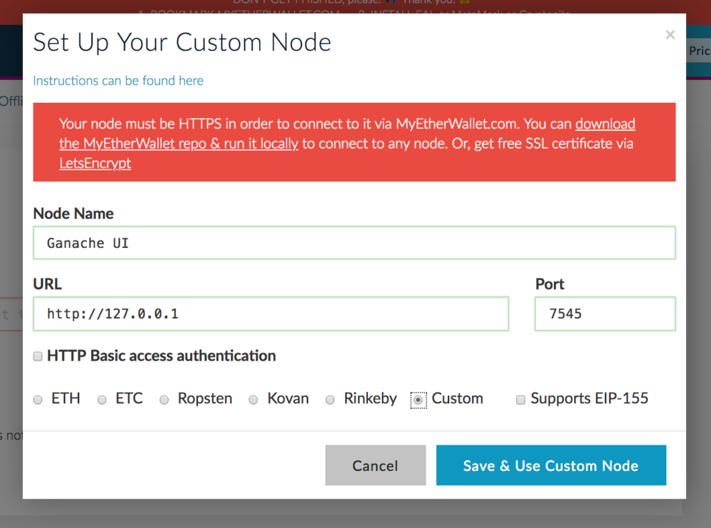 Configuring the network in MEW