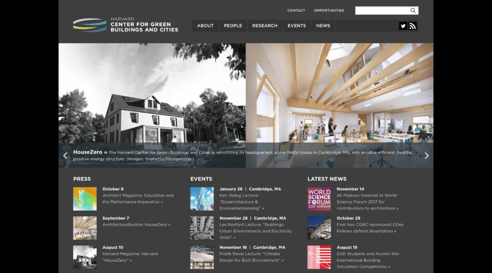 The Harvard Center for Green Buildings and Cities website