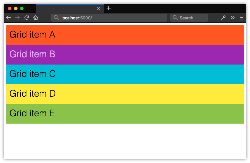 Using display: grid creates a block-level container, and block boxes for its children