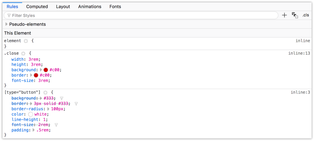 Identifying property and value pairs that have been superseded by another declaration