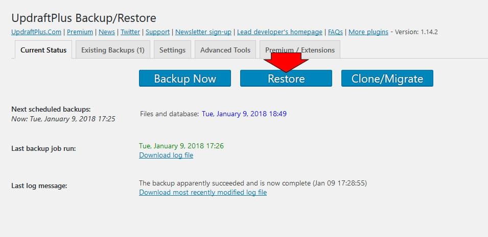 Restoring a remote WordPress backup