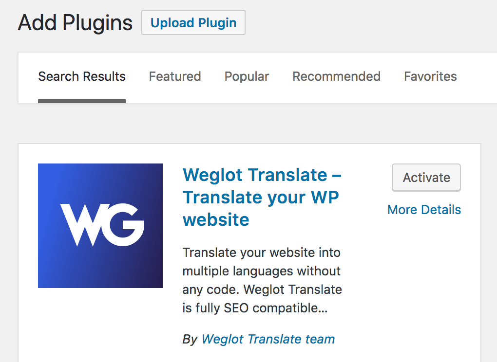 Weglot in the plugin directory